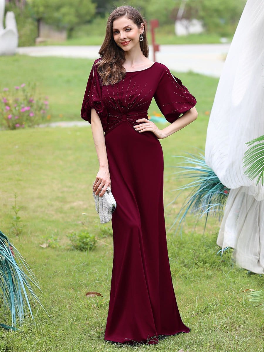 Color=Burgundy | Trendy Round Neck Floor Length Evening Dress For Women-Burgundy 1 Color=Burgundy | Trendy Round Neck Floor Length Evening Dress For Women-Burgundy 1