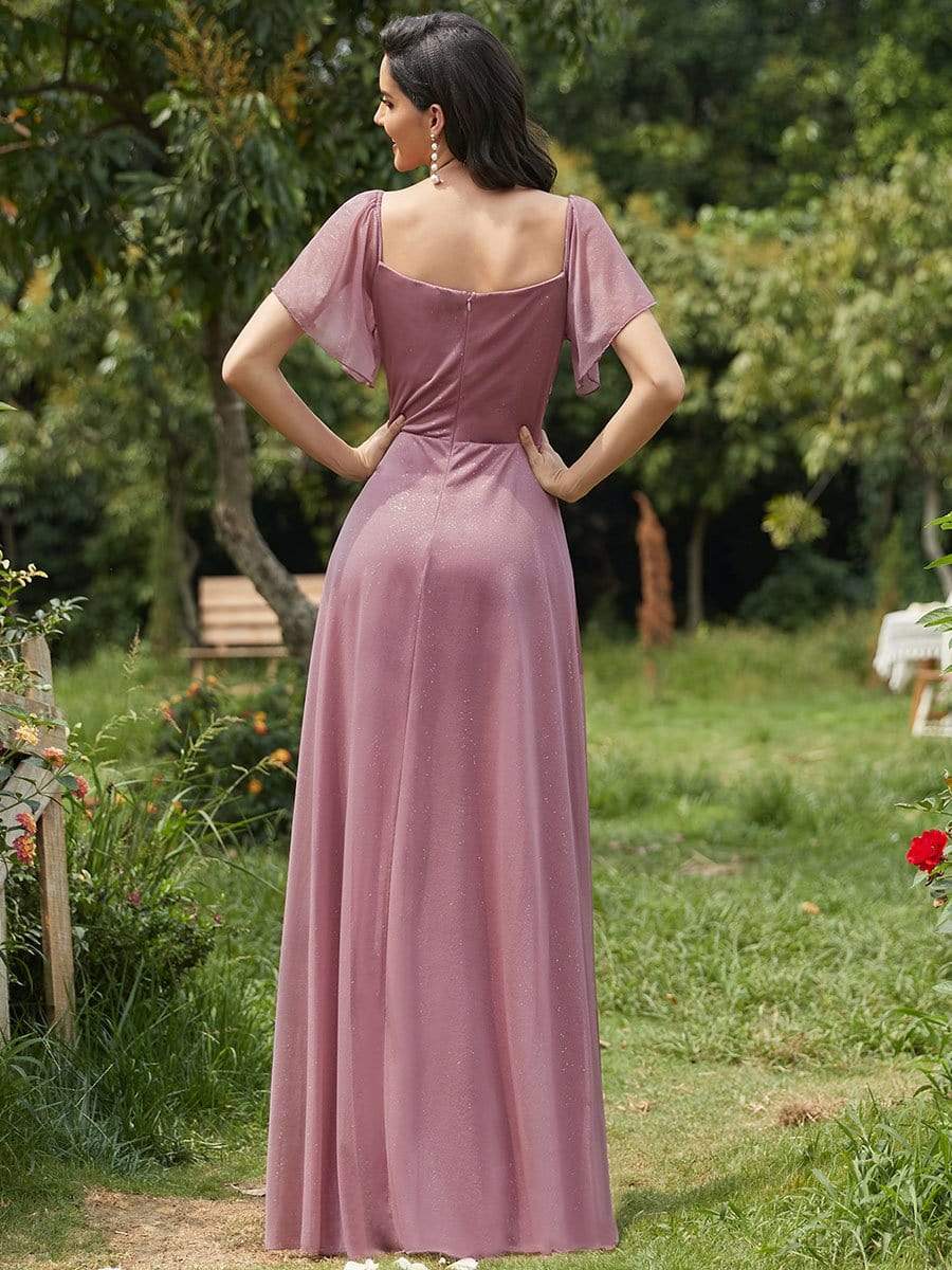 Color=Orchid | Modest V-Neck Evening Dresses With Short Ruffles Sleeves-Orchid 2 Color=Orchid | Modest V-Neck Evening Dresses With Short Ruffles Sleeves-Orchid 2