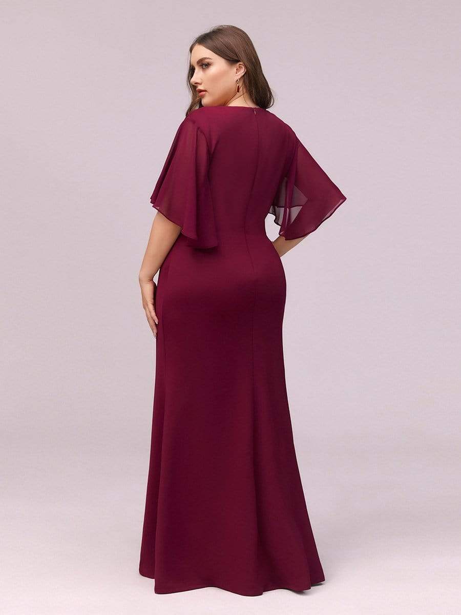 Color=Burgundy | Elegant Floor Length Deep V-Neck Mermaid Evening Dresses-Burgundy 2 Color=Burgundy | Elegant Floor Length Deep V-Neck Mermaid Evening Dresses-Burgundy 2