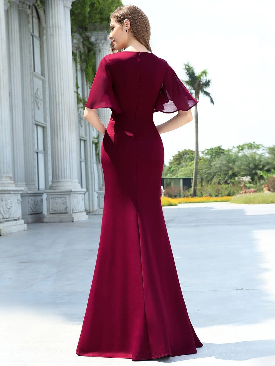 Color=Burgundy | Elegant Floor Length Deep V-Neck Mermaid Evening Dresses-Burgundy 2 Color=Burgundy | Elegant Floor Length Deep V-Neck Mermaid Evening Dresses-Burgundy 2