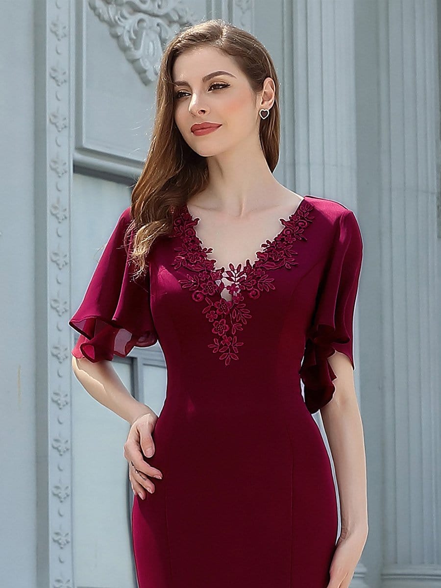 Color=Burgundy | Elegant Floor Length Deep V-Neck Mermaid Evening Dresses-Burgundy 3 Color=Burgundy | Elegant Floor Length Deep V-Neck Mermaid Evening Dresses-Burgundy 3