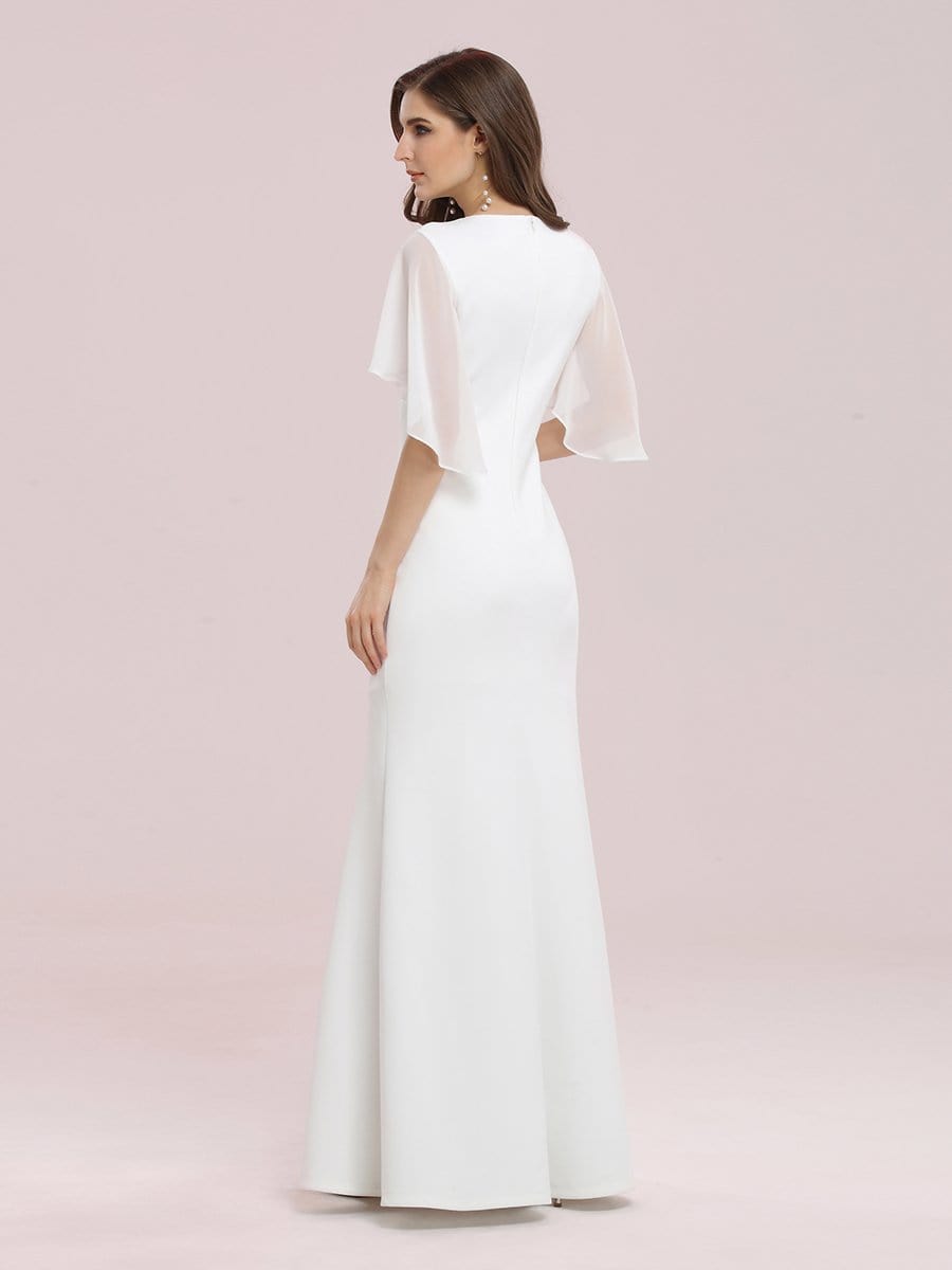 Color=Cream | Elegant Floor Length Deep V-Neck Mermaid Evening Dresses-Cream 4 Color=Cream | Elegant Floor Length Deep V-Neck Mermaid Evening Dresses-Cream 4