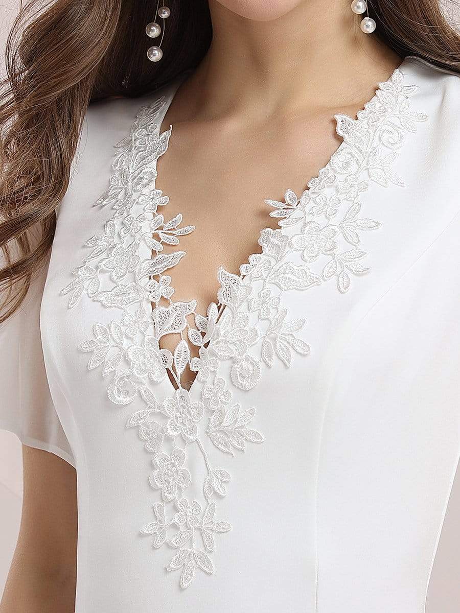 Color=Cream | Elegant Floor Length Deep V-Neck Mermaid Evening Dresses-Cream 5 Color=Cream | Elegant Floor Length Deep V-Neck Mermaid Evening Dresses-Cream 5