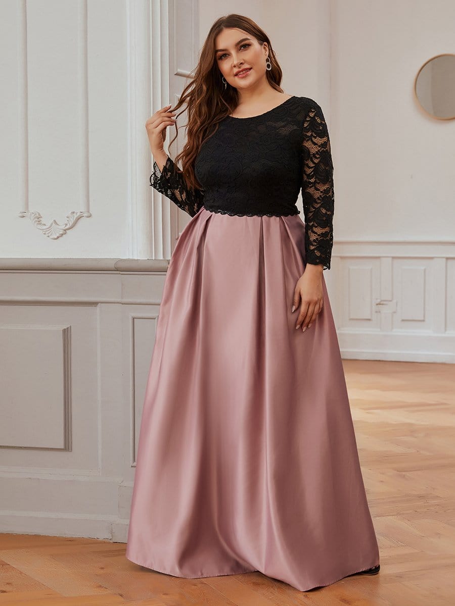 Color=Purple Orchid | Vibrant Plus Size Round Neck A-Line Evening Dresses With Lace-Purple Orchid 3 Color=Purple Orchid | Vibrant Plus Size Round Neck A-Line Evening Dresses With Lace-Purple Orchid 3