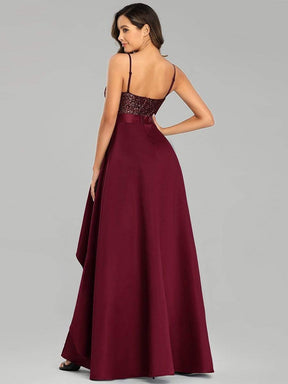 Color=Burgundy | Sexy Backless Sparkly Prom Dresses For Women With Irregular Hem-Burgundy 2