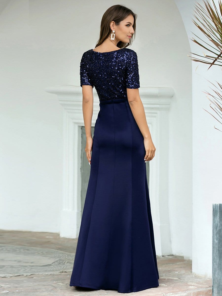 Color=Navy Blue | Sassy Mermaid Long Evening Dress For Women With Sequin-Navy Blue 2 Color=Navy Blue | Sassy Mermaid Long Evening Dress For Women With Sequin-Navy Blue 2