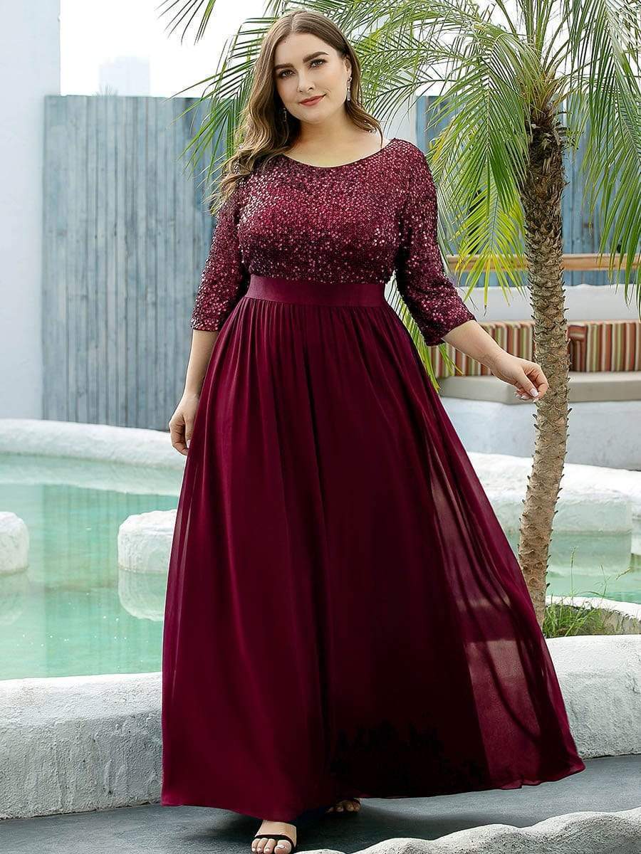 Color=Burgundy | Women'S Long Tulle & Sequin Evening Dresses For Mother Of The Bride-Burgundy 4 Color=Burgundy | Women'S Long Tulle & Sequin Evening Dresses For Mother Of The Bride-Burgundy 4