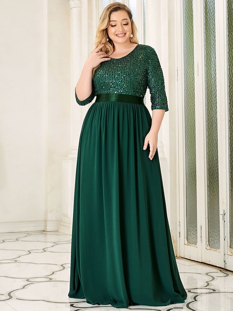 Color=Dark Green | Women'S Long Tulle & Sequin Evening Dresses For Mother Of The Bride-Dark Green 3 Color=Dark Green | Women'S Long Tulle & Sequin Evening Dresses For Mother Of The Bride-Dark Green 3