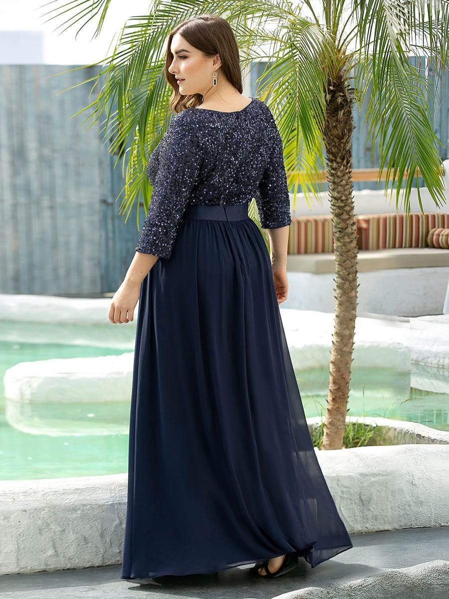 Color=Navy Blue | Women'S Long Tulle & Sequin Evening Dresses For Mother Of The Bride-Navy Blue 2 Color=Navy Blue | Women'S Long Tulle & Sequin Evening Dresses For Mother Of The Bride-Navy Blue 2