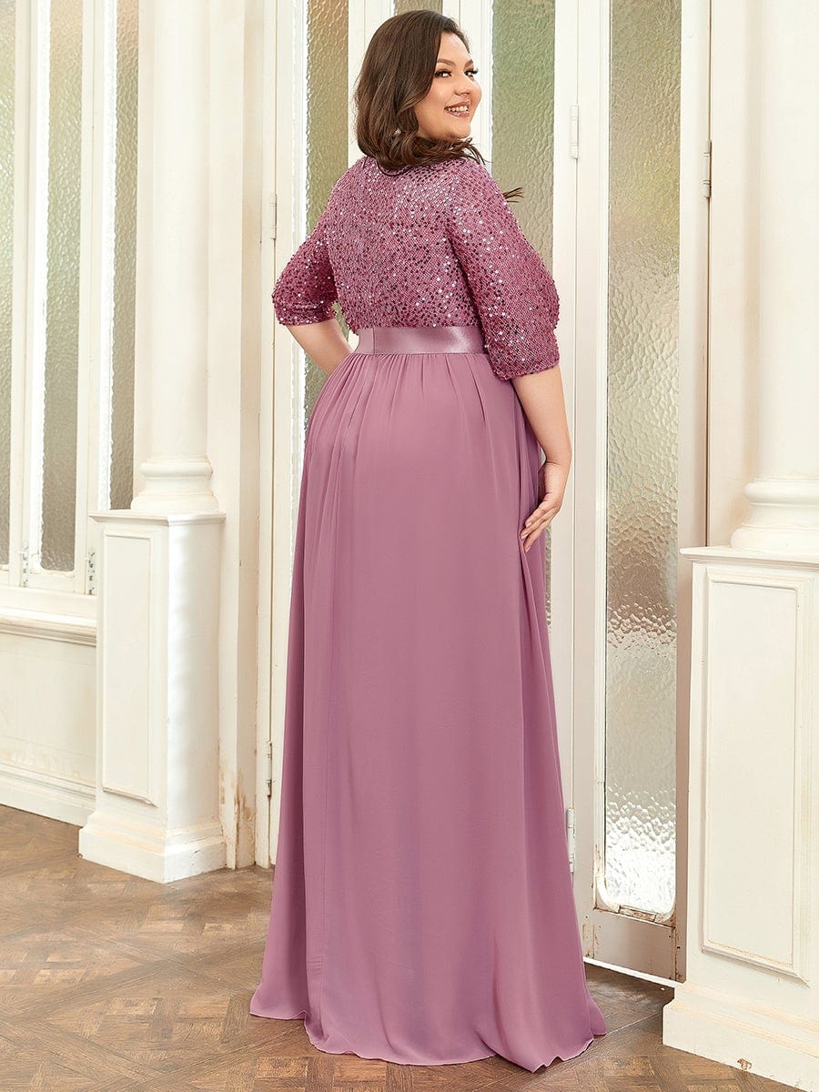 Color=Purple Orchid | Elegant Round Neckline Sequins Floor Length Evening Dress-Purple Orchid 7 Color=Purple Orchid | Elegant Round Neckline Sequins Floor Length Evening Dress-Purple Orchid 7