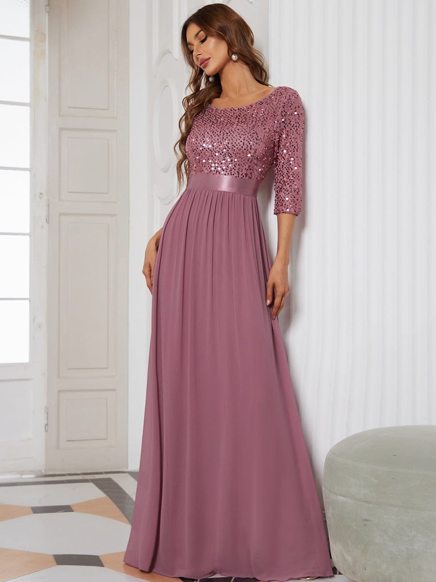 Color=Purple Orchid | Elegant Round Neckline Sequins Floor Length Evening Dress-Purple Orchid 3 Color=Purple Orchid | Elegant Round Neckline Sequins Floor Length Evening Dress-Purple Orchid 3