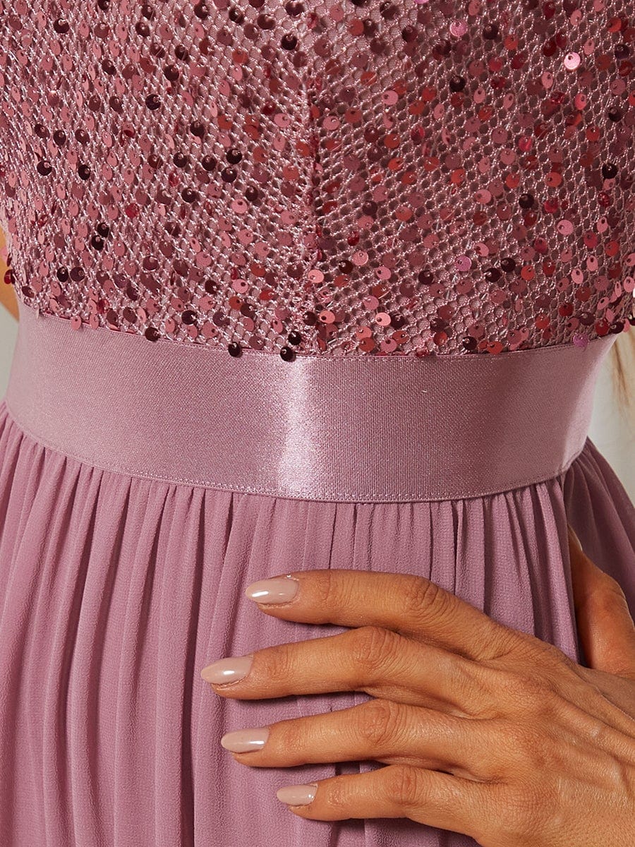 Color=Purple Orchid | Elegant Round Neckline Sequins Floor Length Evening Dress-Purple Orchid 5 Color=Purple Orchid | Elegant Round Neckline Sequins Floor Length Evening Dress-Purple Orchid 5