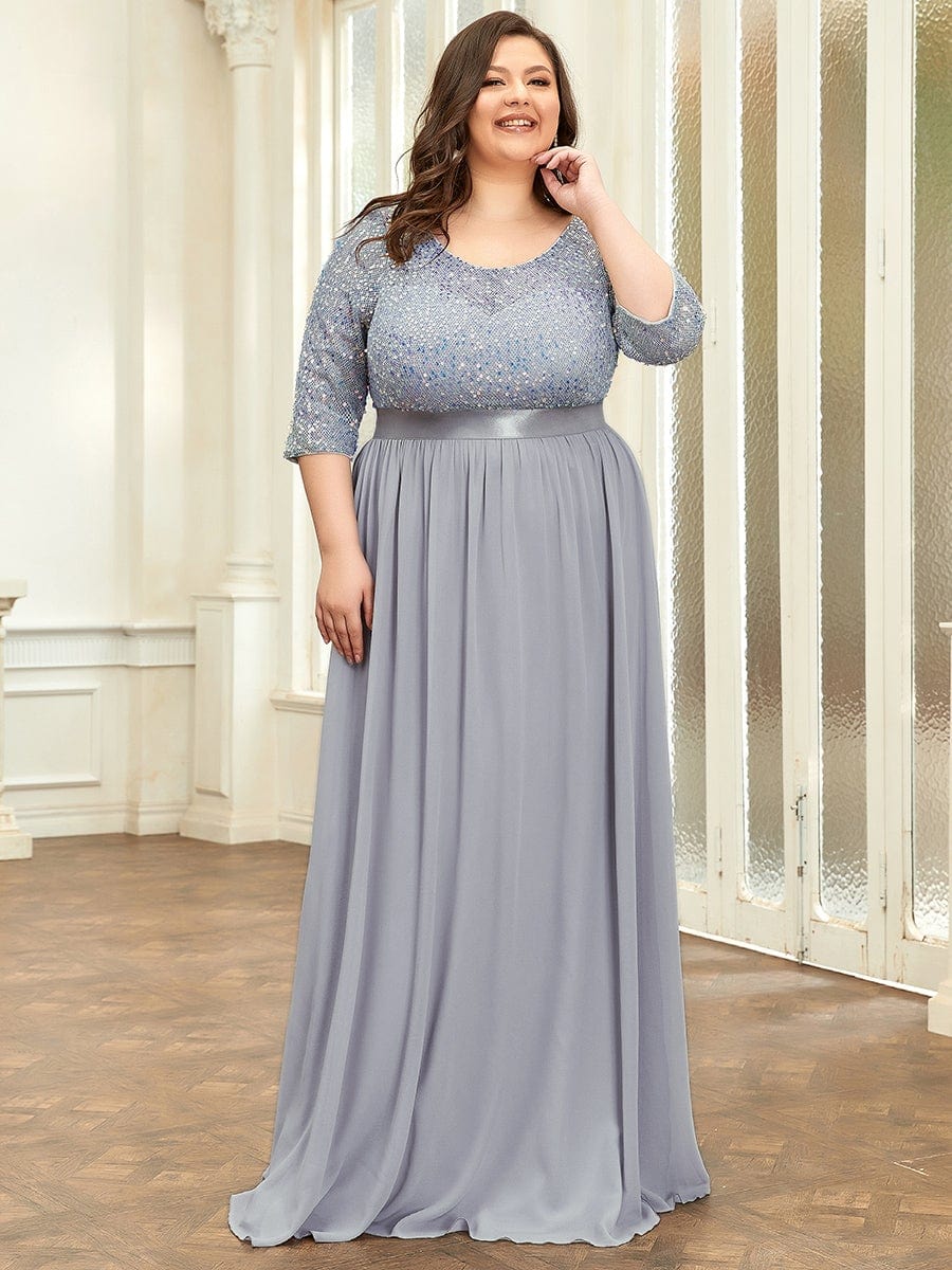 Color=Silver | Women'S Long Tulle & Sequin Evening Dresses For Mother Of The Bride-Silver 4 Color=Silver | Women'S Long Tulle & Sequin Evening Dresses For Mother Of The Bride-Silver 4