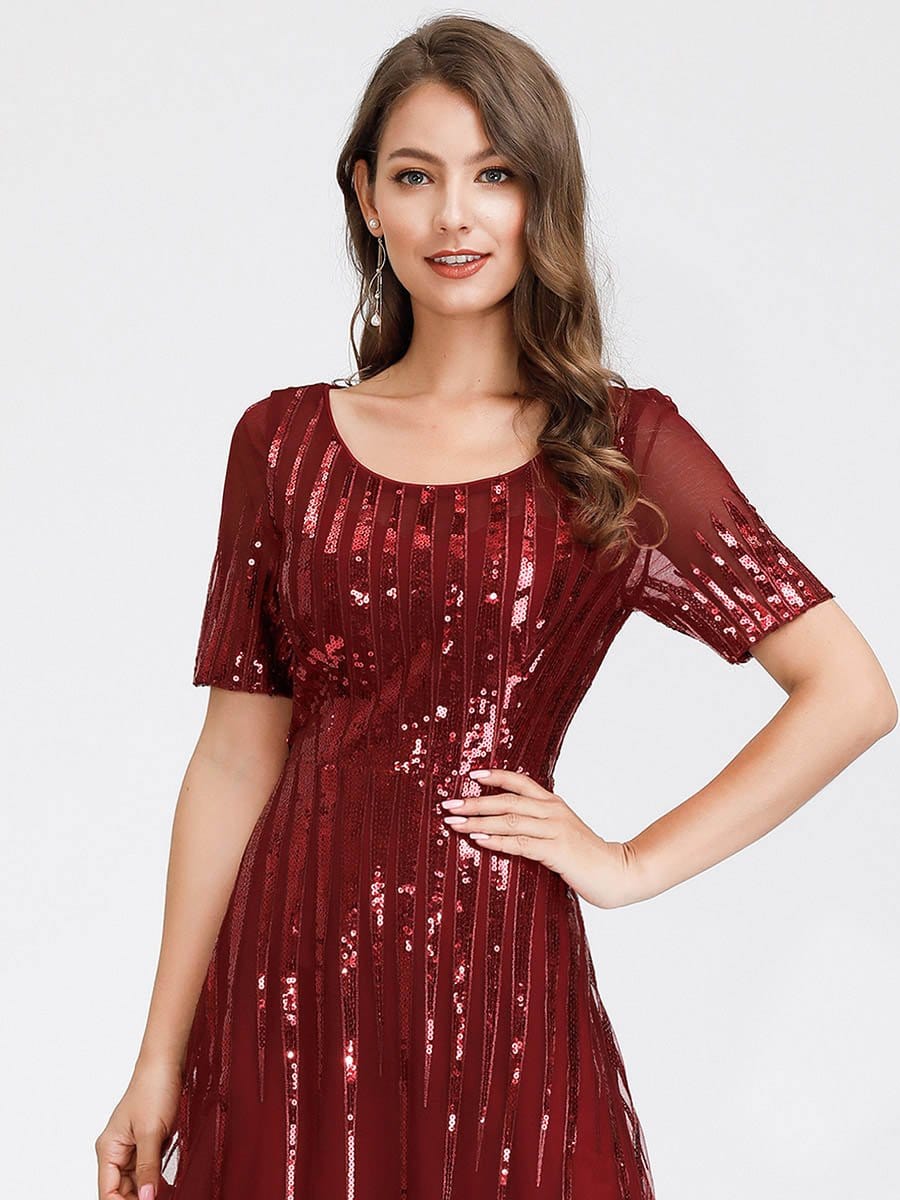 Color=Burgundy | Women'S Fashion Round Neckline Floor Length Evening Dress-Burgundy 12 Color=Burgundy | Women'S Fashion Round Neckline Floor Length Evening Dress-Burgundy 12