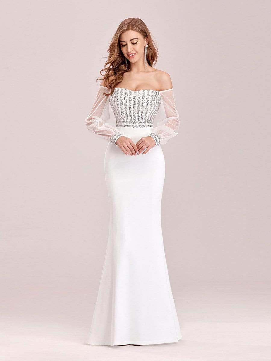 Color=Cream | Women'S Fashion Off Shoulder Sequin Evening Dress-Cream 7 Color=Cream | Women'S Fashion Off Shoulder Sequin Evening Dress-Cream 7