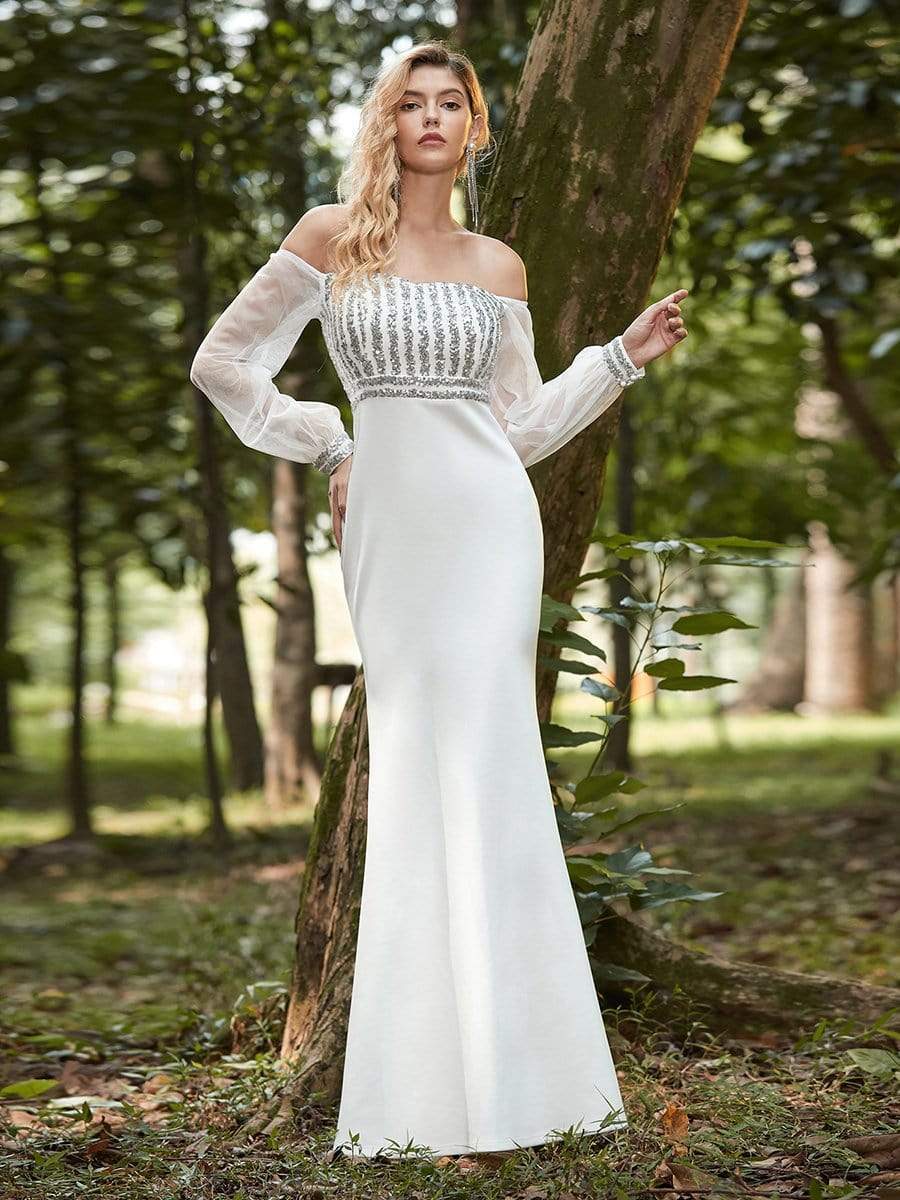 Color=Cream | Women'S Fashion Off Shoulder Sequin Evening Dress-Cream 1 Color=Cream | Women'S Fashion Off Shoulder Sequin Evening Dress-Cream 1