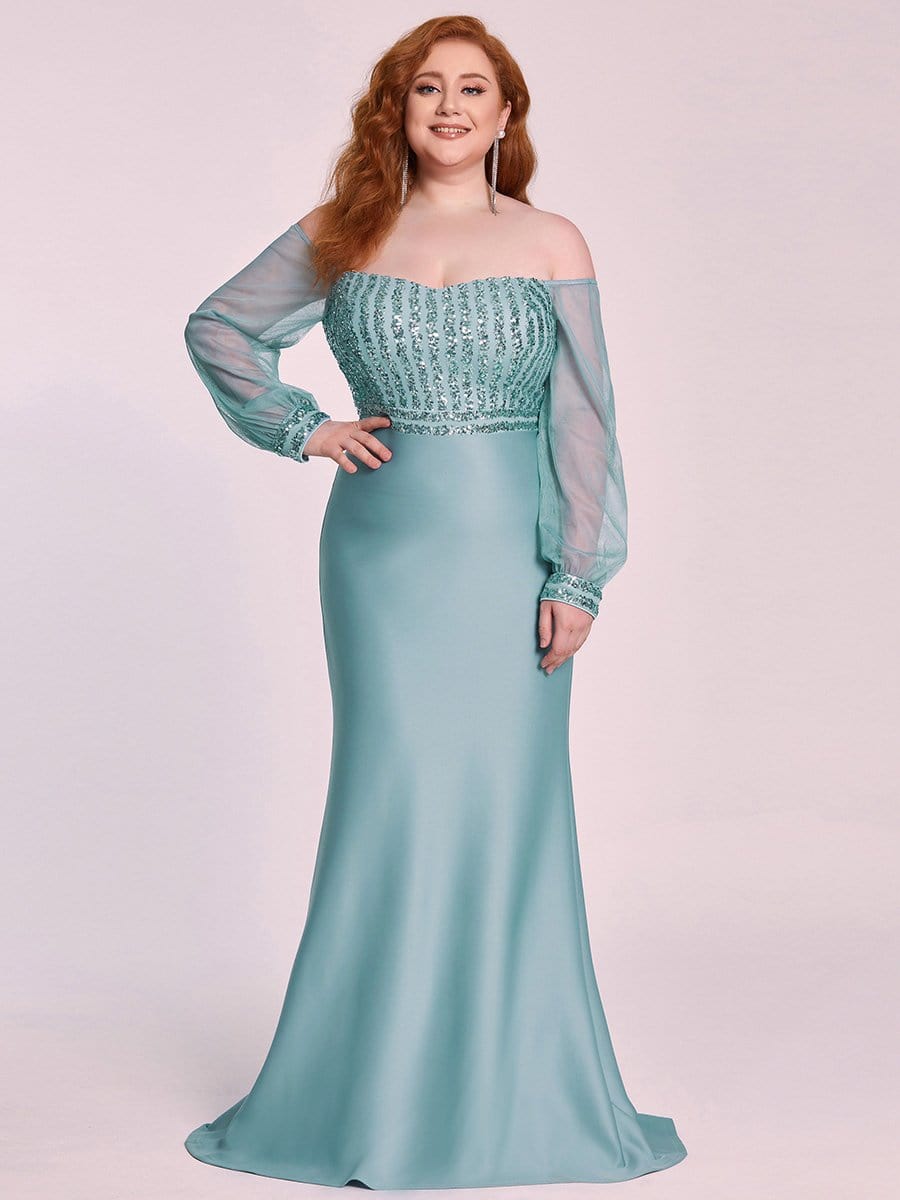 Color=Dusty Blue | Women'S Fashion Off Shoulder Sequin Evening Dress-Dusty Blue 8 Color=Dusty Blue | Women'S Fashion Off Shoulder Sequin Evening Dress-Dusty Blue 8