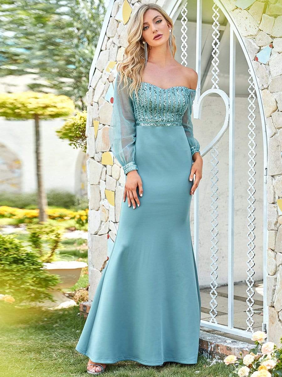 Color=Dusty Blue | Women'S Fashion Off Shoulder Sequin Evening Dress-Dusty Blue 4 Color=Dusty Blue | Women'S Fashion Off Shoulder Sequin Evening Dress-Dusty Blue 4