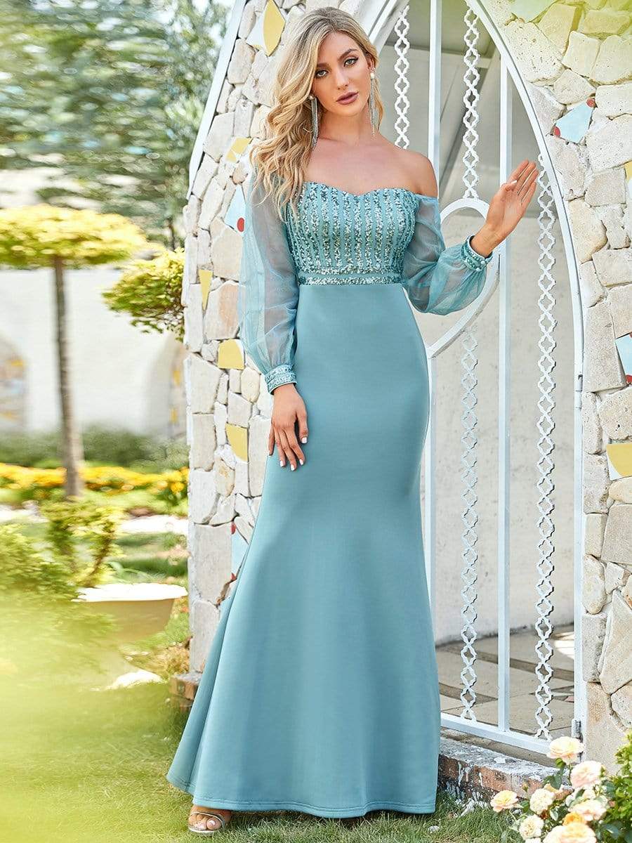 Color=Dusty Blue | Women'S Fashion Off Shoulder Sequin Evening Dress-Dusty Blue 5 Color=Dusty Blue | Women'S Fashion Off Shoulder Sequin Evening Dress-Dusty Blue 5