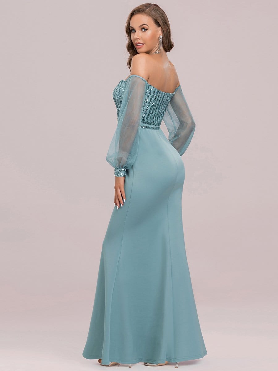 Color=Dusty Blue | Women'S Fashion Off Shoulder Sequin Evening Dress-Dusty Blue 7 Color=Dusty Blue | Women'S Fashion Off Shoulder Sequin Evening Dress-Dusty Blue 7