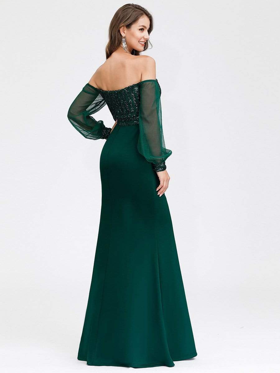 Color=Dark Green | Women'S Fashion Off Shoulder Sequin Evening Dress-Dark Green 8 Color=Dark Green | Women'S Fashion Off Shoulder Sequin Evening Dress-Dark Green 8