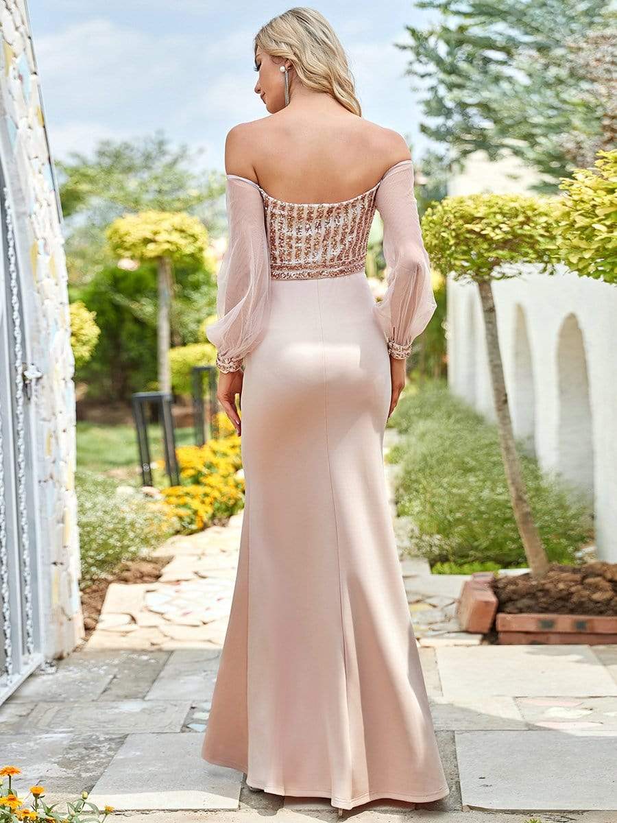 Color=Rose Gold | Women'S Fashion Off Shoulder Sequin Evening Dress-Rose Gold 2 Color=Rose Gold | Women'S Fashion Off Shoulder Sequin Evening Dress-Rose Gold 2