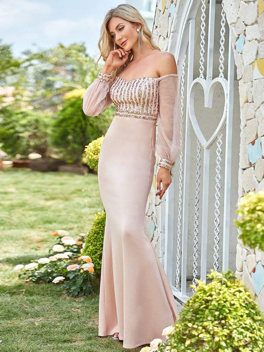 Color=Rose Gold | Women'S Fashion Off Shoulder Sequin Evening Dress-Rose Gold 5 Color=Rose Gold | Women'S Fashion Off Shoulder Sequin Evening Dress-Rose Gold 5