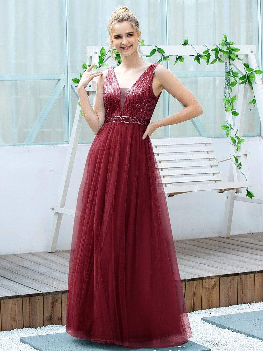 Color=Burgundy | Women'S Fashion A-Line  Floor Length Bridesmaid Dress-Burgundy 3 Color=Burgundy | Women'S Fashion A-Line  Floor Length Bridesmaid Dress-Burgundy 3