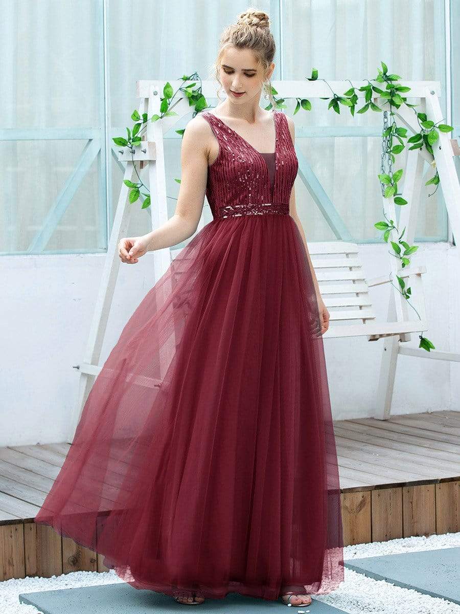 Color=Burgundy | Women'S Fashion A-Line  Floor Length Bridesmaid Dress-Burgundy 4 Color=Burgundy | Women'S Fashion A-Line  Floor Length Bridesmaid Dress-Burgundy 4