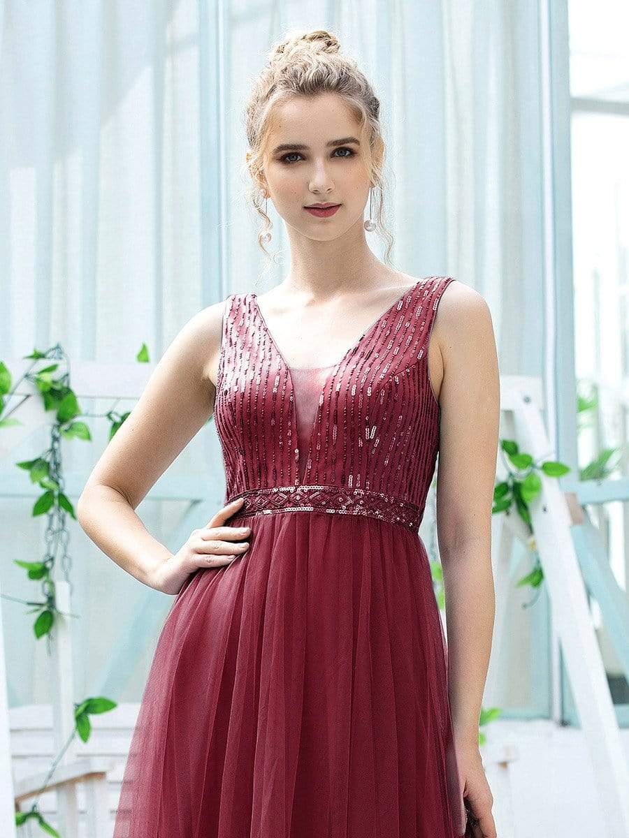 Color=Burgundy | Women'S Fashion A-Line  Floor Length Bridesmaid Dress-Burgundy 5 Color=Burgundy | Women'S Fashion A-Line  Floor Length Bridesmaid Dress-Burgundy 5