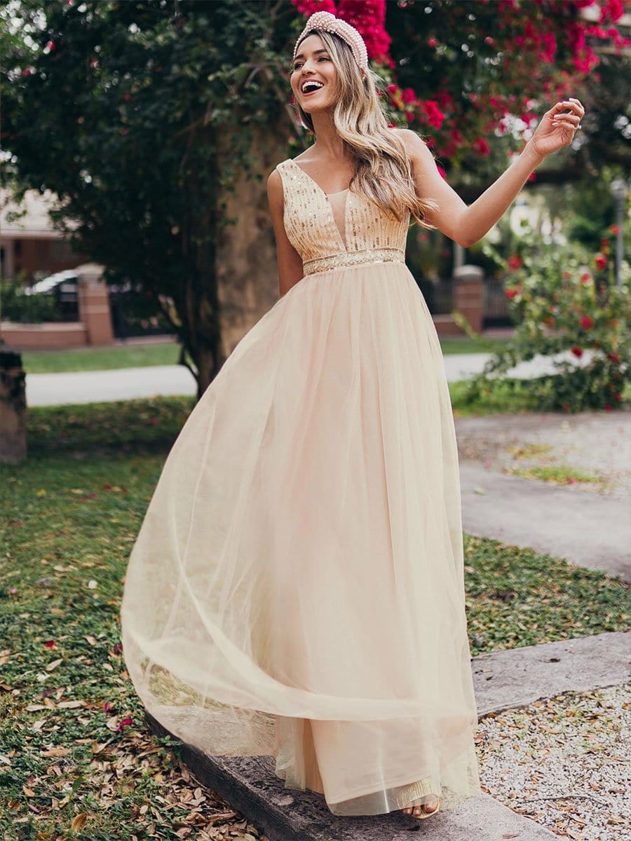 Color=Rose Gold | Women'S Fashion A-Line  Floor Length Bridesmaid Dress-Rose Gold3 Color=Rose Gold | Women'S Fashion A-Line  Floor Length Bridesmaid Dress-Rose Gold3