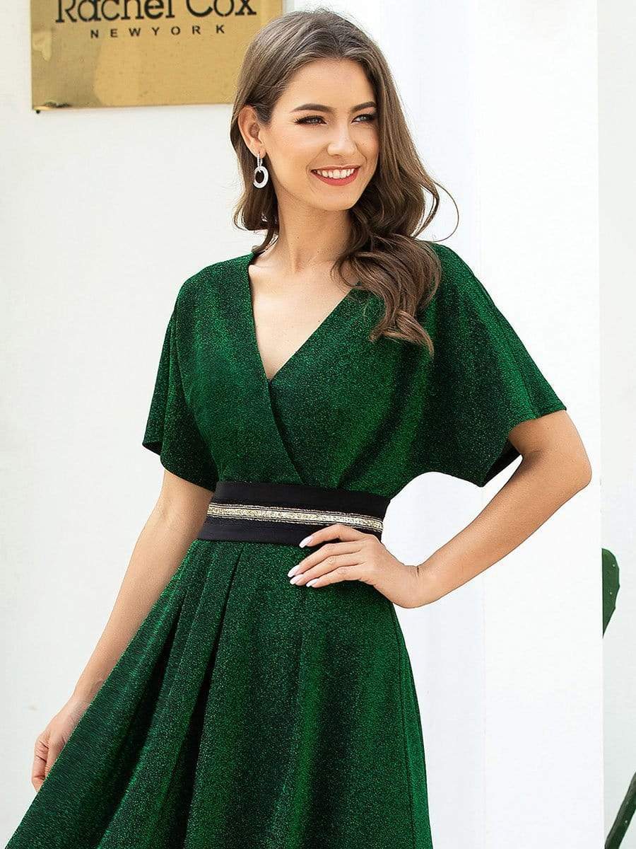 Color=Dark Green | Deep V Neck A-Line Short Shiny Cocktail Dresses For Party-Dark Green 5 Color=Dark Green | Deep V Neck A-Line Short Shiny Cocktail Dresses For Party-Dark Green 5