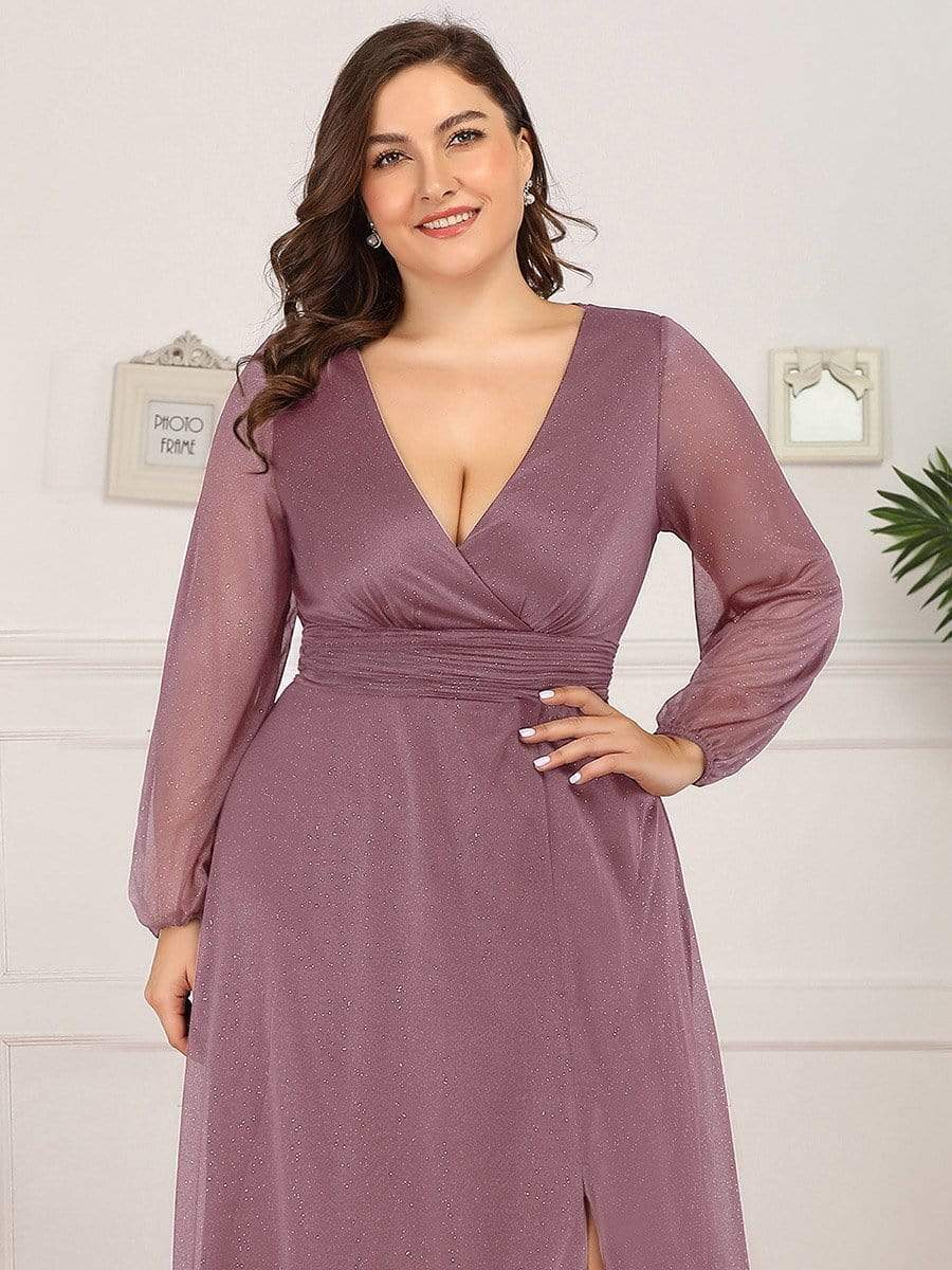 Color=Purple Orchid | Women'S Sexy V-Neck Long Sleeve Evening Dress-Purple Orchid 5 Color=Purple Orchid | Women'S Sexy V-Neck Long Sleeve Evening Dress-Purple Orchid 5