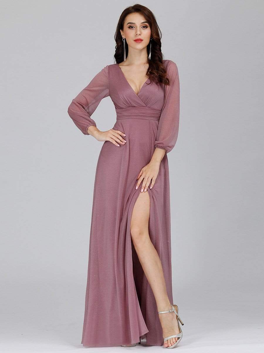 Color=Purple Orchid | Women'S Sexy V-Neck Long Sleeve Evening Dress-Purple Orchid 5 Color=Purple Orchid | Women'S Sexy V-Neck Long Sleeve Evening Dress-Purple Orchid 5