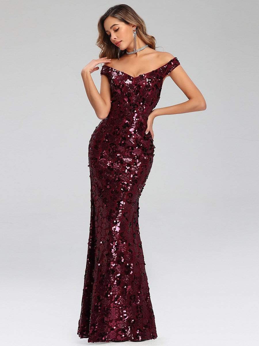 Color=Burgundy | Sexy Deep V Neck Mermaid Evening Dress With Sequin-Burgundy 13 Color=Burgundy | Sexy Deep V Neck Mermaid Evening Dress With Sequin-Burgundy 13