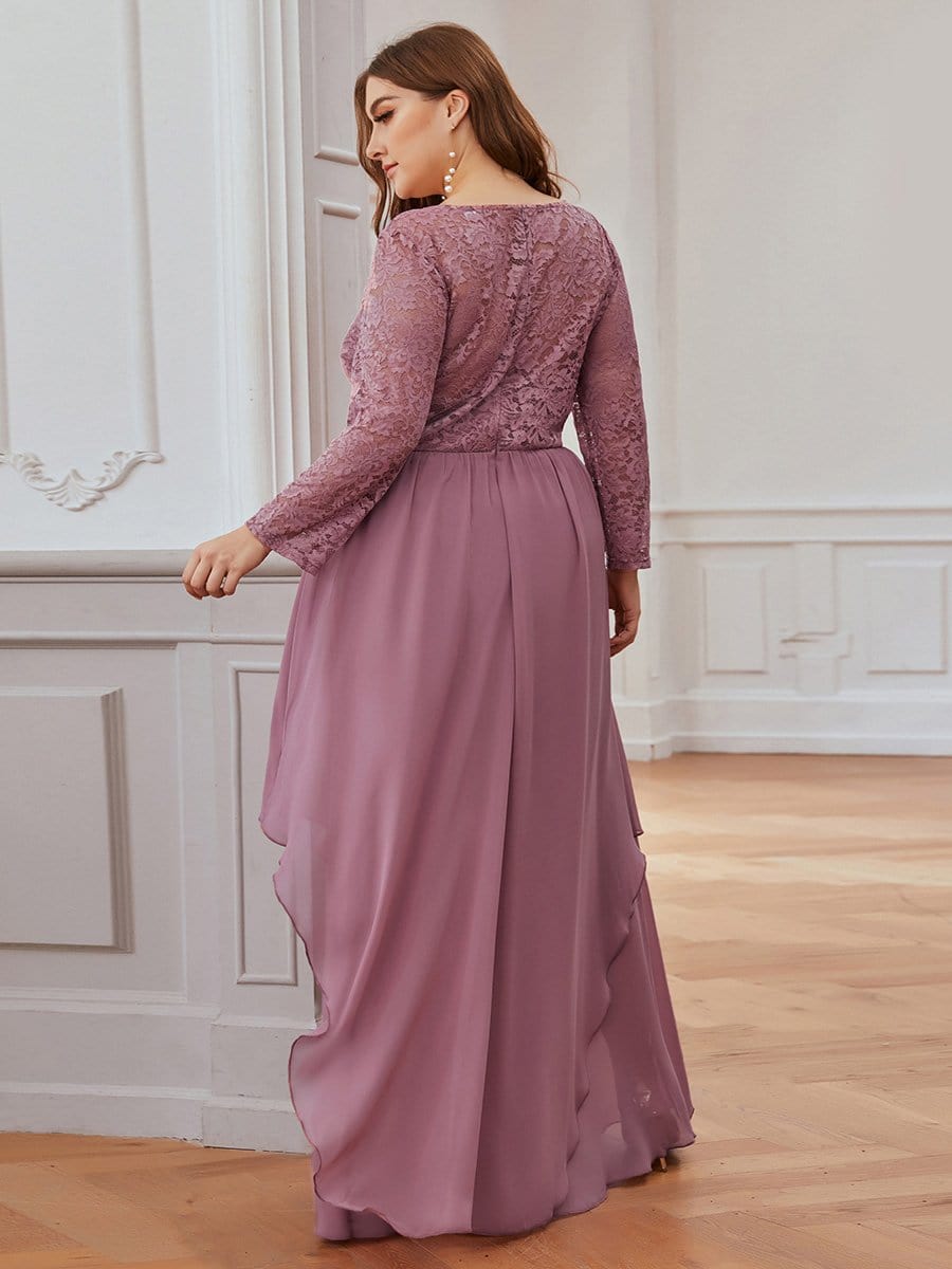 Color=Purple Orchid | Classic Floal Lace Long Sleeve Bridesmaid Dress-Purple Orchid 2 Color=Purple Orchid | Classic Floal Lace Long Sleeve Bridesmaid Dress-Purple Orchid 2