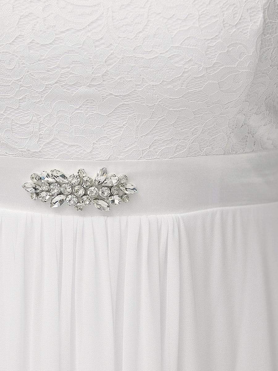 Color=White | Classic Floal Lace Long Sleeve Bridesmaid Dress-White 5 Color=White | Classic Floal Lace Long Sleeve Bridesmaid Dress-White 5