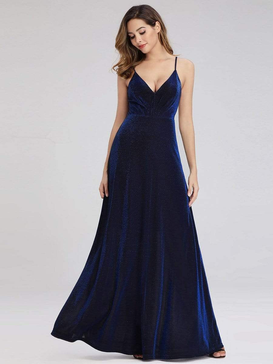 Color=Sapphire Blue | Sexy V-Neck Evening Party Dress With Spaghetti Straps-Sapphire Blue 1 Color=Sapphire Blue | Sexy V-Neck Evening Party Dress With Spaghetti Straps-Sapphire Blue 1