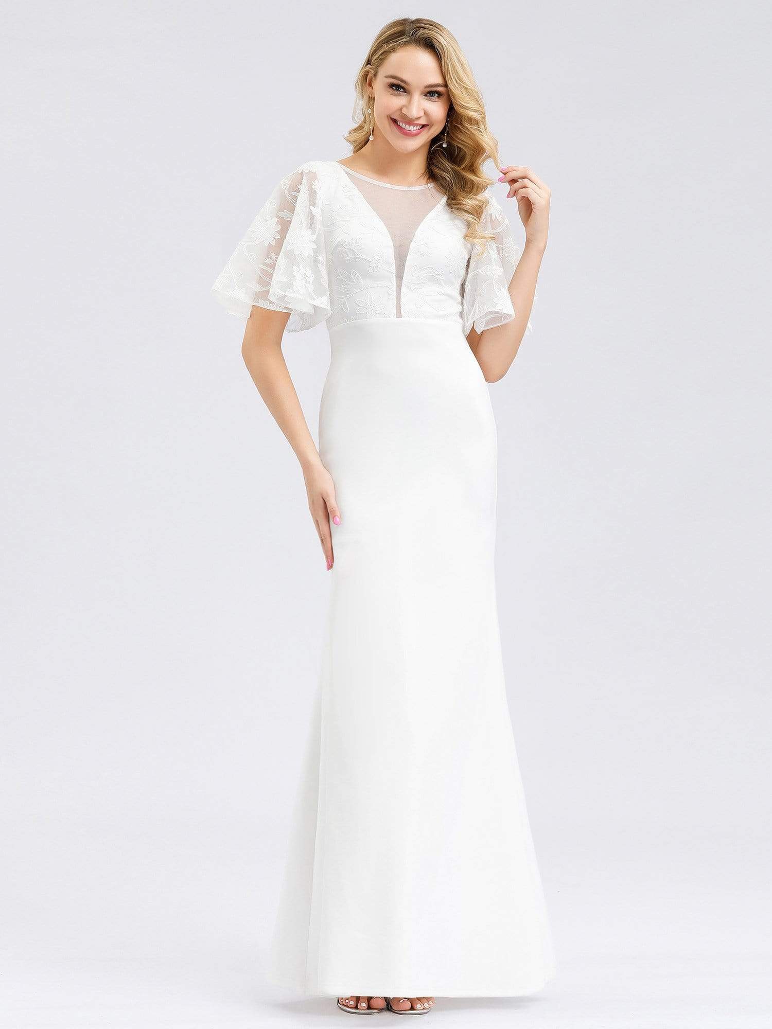 Color=White | Women'S See-Through Floral Lace Bodycon Evening Dress-White 4 Color=White | Women'S See-Through Floral Lace Bodycon Evening Dress-White 4