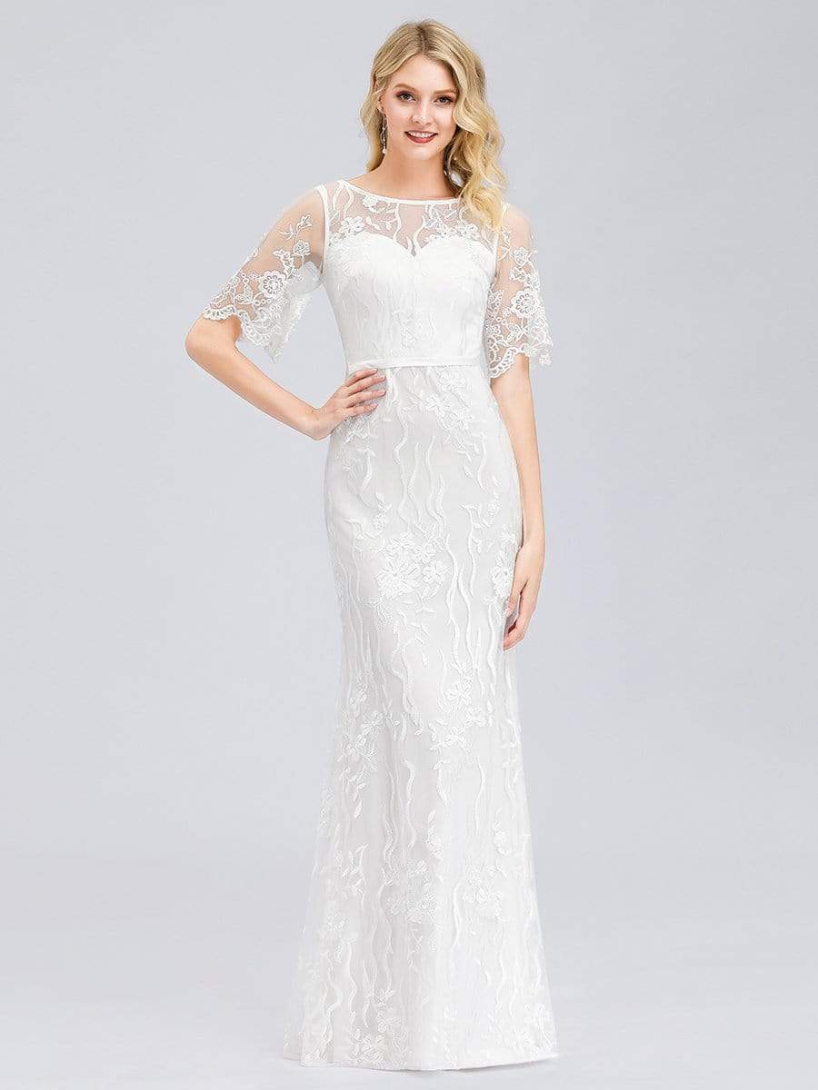 Color=White | Women'S Romantic See Through Fishtail Wedding Dress-White 1 Color=White | Women'S Romantic See Through Fishtail Wedding Dress-White 1