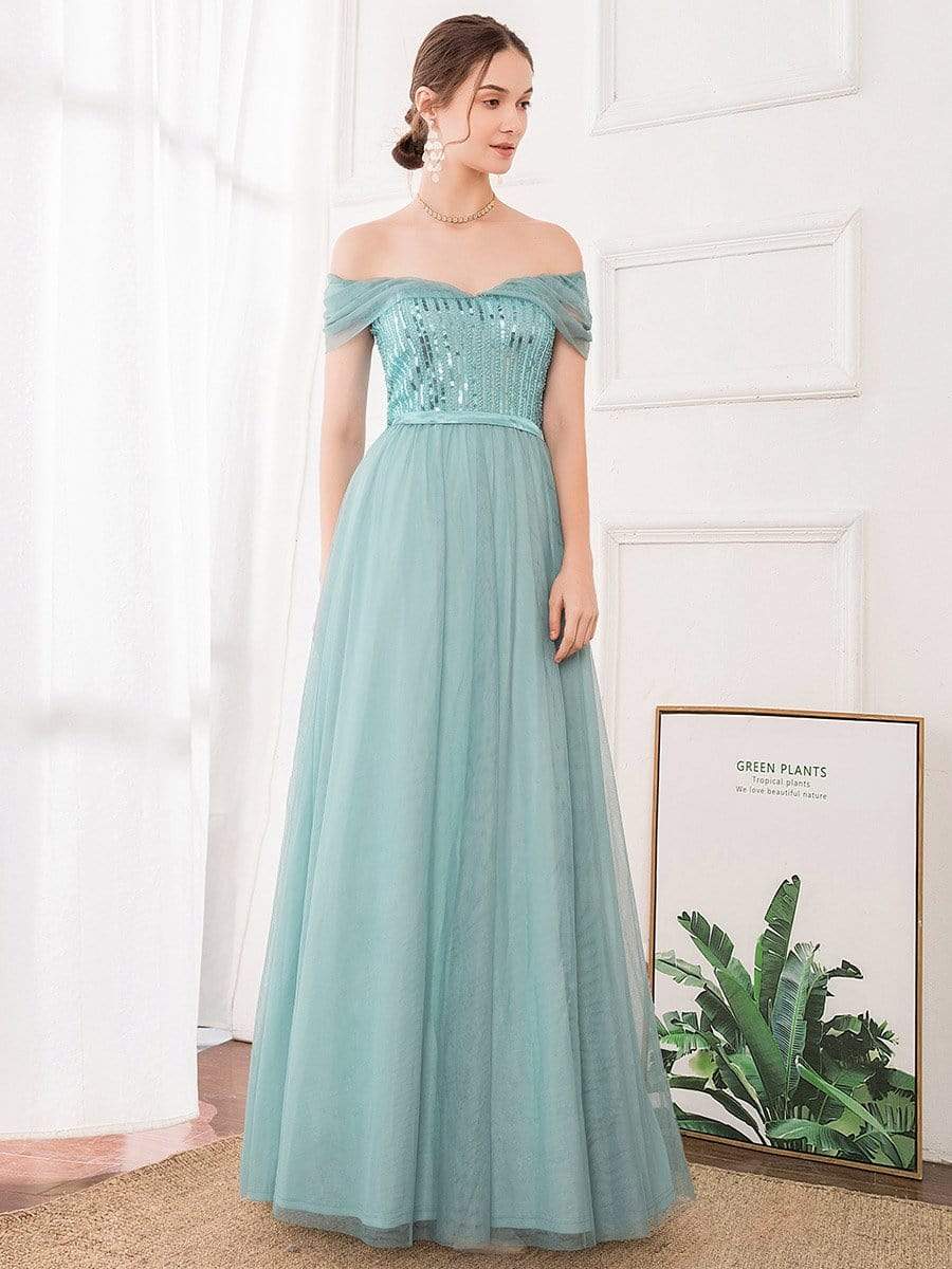 Color=Dusty Blue | Women'S Fashion A-Line Off The Shoulder Sequin Evening Maxi Dress-Dusty Blue 3 Color=Dusty Blue | Women'S Fashion A-Line Off The Shoulder Sequin Evening Maxi Dress-Dusty Blue 3