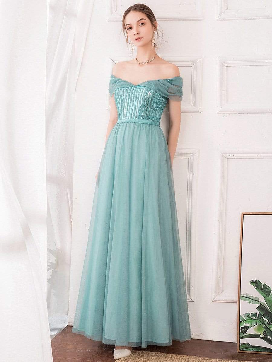 Color=Dusty Blue | Women'S Fashion A-Line Off The Shoulder Sequin Evening Maxi Dress-Dusty Blue 1 Color=Dusty Blue | Women'S Fashion A-Line Off The Shoulder Sequin Evening Maxi Dress-Dusty Blue 1