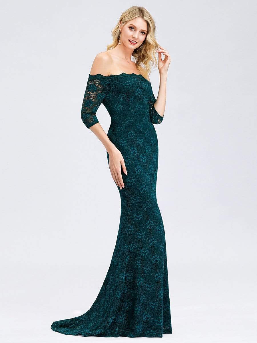 Color=Teal | Women'S Off The Shoulder Half Sleeve Lace Dress Party Dress-Teal 3 Color=Teal | Women'S Off The Shoulder Half Sleeve Lace Dress Party Dress-Teal 3