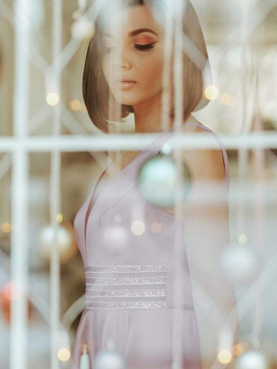 Color=Purple Orchid | Women's V-Neck High Low Cocktail Party Maxi Dress-Purple Orchid 5 Color=Purple Orchid | Women's V-Neck High Low Cocktail Party Maxi Dress-Purple Orchid 5