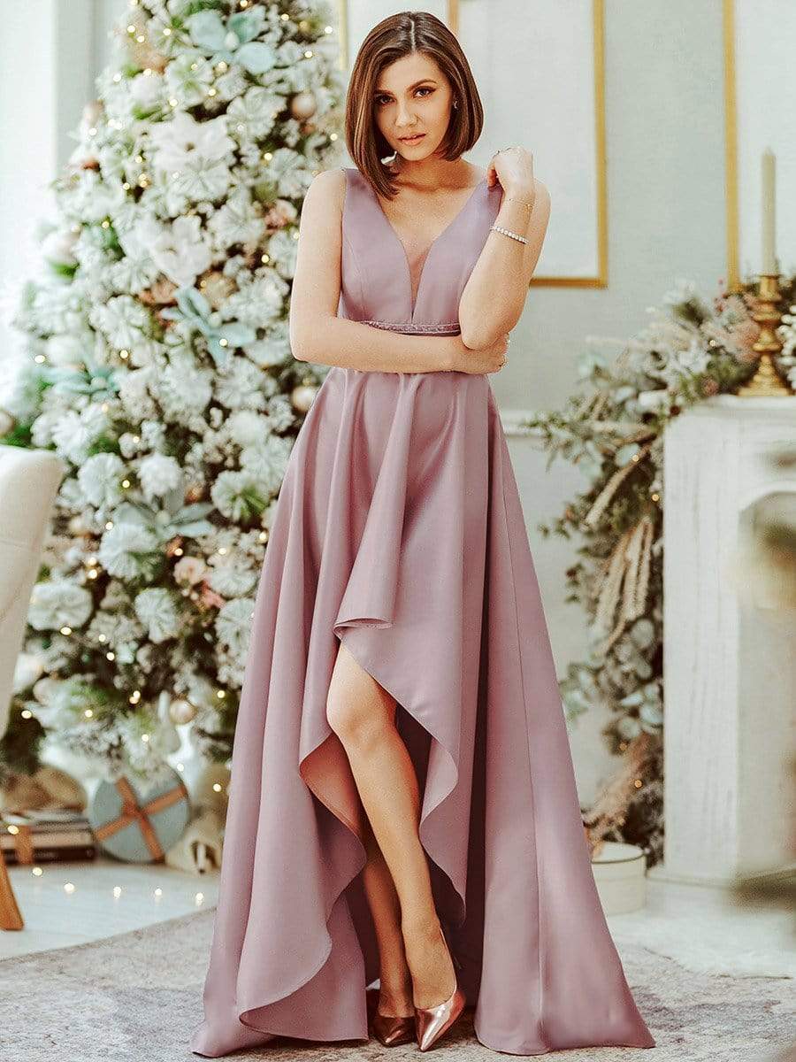 Color=Purple Orchid | Women's V-Neck High Low Cocktail Party Maxi Dress-Purple Orchid 8 Color=Purple Orchid | Women's V-Neck High Low Cocktail Party Maxi Dress-Purple Orchid 8