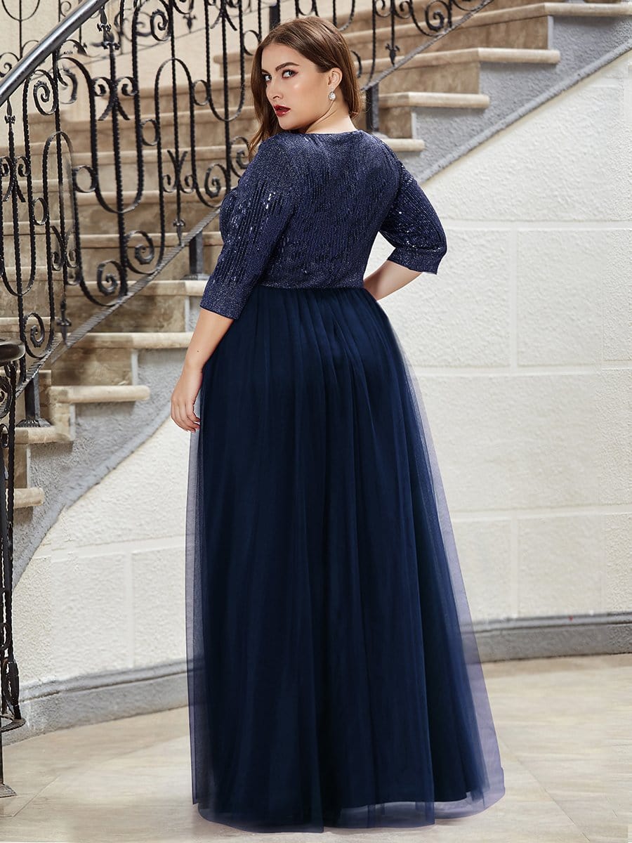 Color=Navy Blue | Women'S Fashion V-Neck Floor Length Evening Dress-Navy Blue 7 Color=Navy Blue | Women'S Fashion V-Neck Floor Length Evening Dress-Navy Blue 7