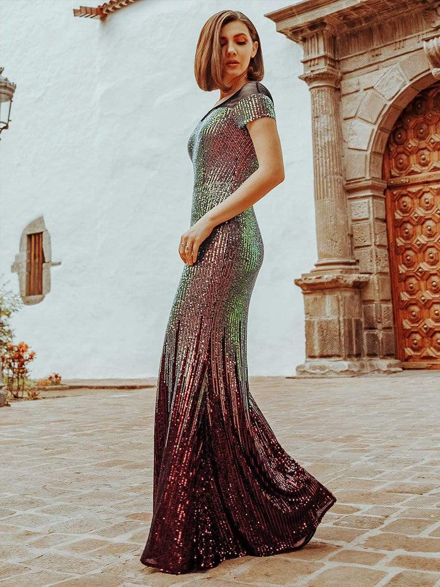 Color=Gold | Women'S Cap Sleeve Sequin Dress Mermaid Party Dress-Gold 6 Color=Gold | Women'S Cap Sleeve Sequin Dress Mermaid Party Dress-Gold 6