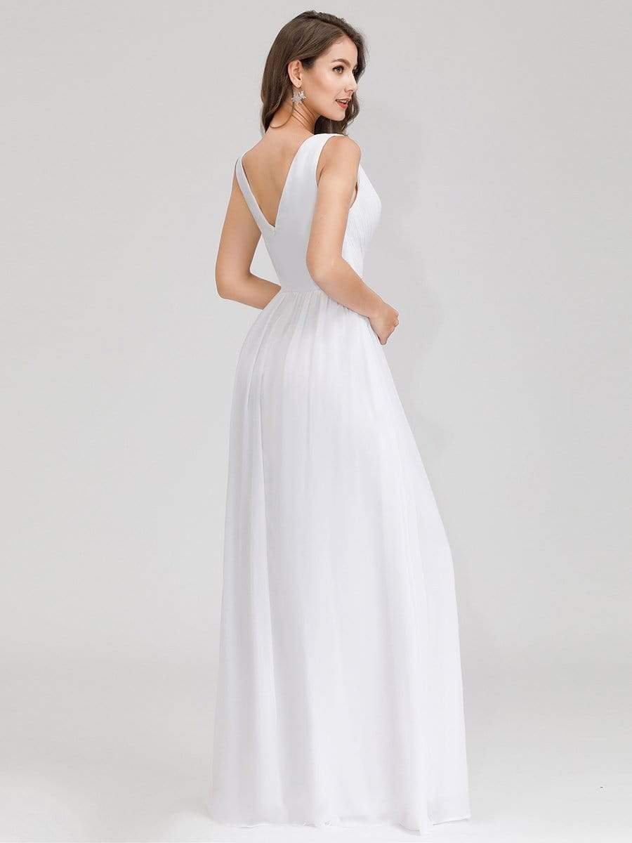 Color=White | Women'S V-Neck Sleeveless Evening Maxi Dress-White 2 Color=White | Women'S V-Neck Sleeveless Evening Maxi Dress-White 2