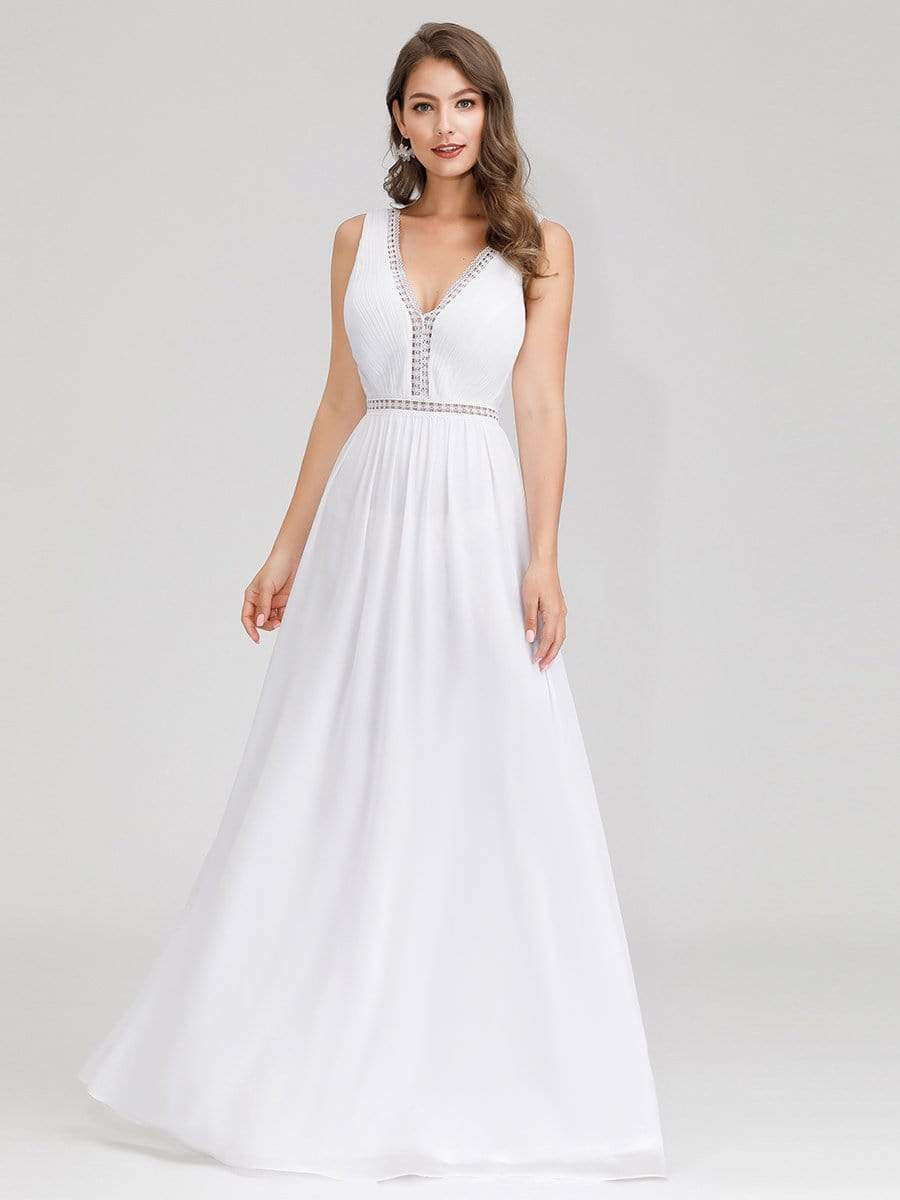 Color=White | Women'S V-Neck Sleeveless Evening Maxi Dress-White 1 Color=White | Women'S V-Neck Sleeveless Evening Maxi Dress-White 1