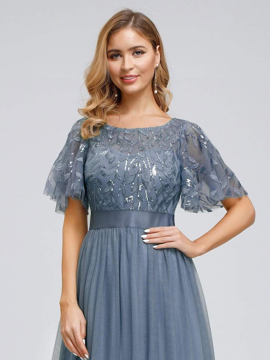 COLOR=Dusty Navy | Women'S A-Line Short Sleeve Embroidery Floor Length Evening Dresses-Dusty Navy 5 COLOR=Dusty Navy | Women'S A-Line Short Sleeve Embroidery Floor Length Evening Dresses-Dusty Navy 5